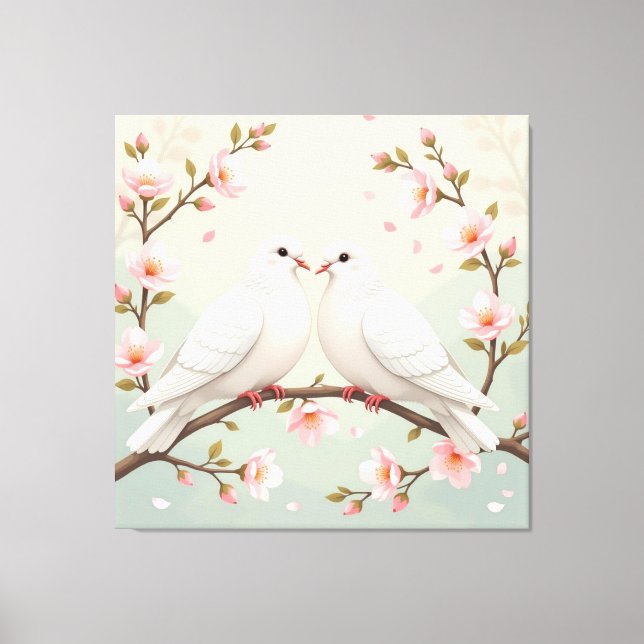 Lienzo Weiße Tauben der Liebe (Anverso)