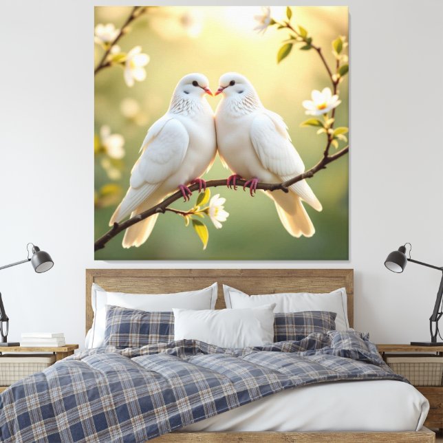 Lienzo Weiße Tauben der Liebe (Insitu(Dormitorio))
