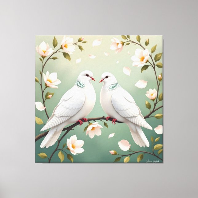 Lienzo Weiße Tauben der Liebe (Anverso)