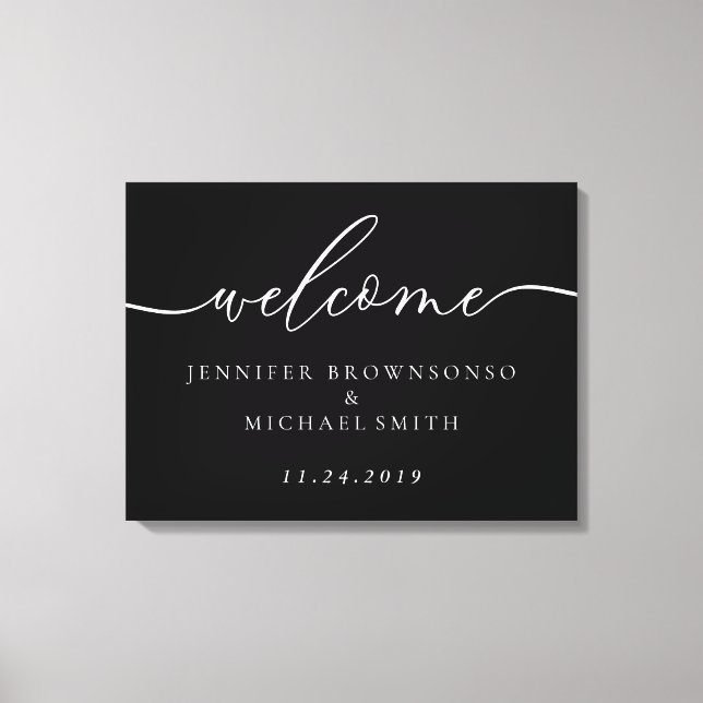 Lienzo Welcome Party Simple Wedding Modern black (Anverso)