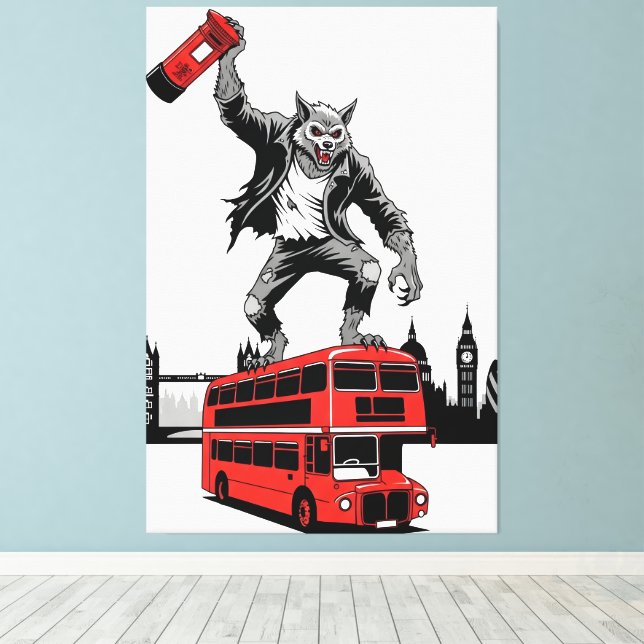 Lienzo Werewolf canvas for fans of cult movie Werewolves. (Insitu (piso de madera))