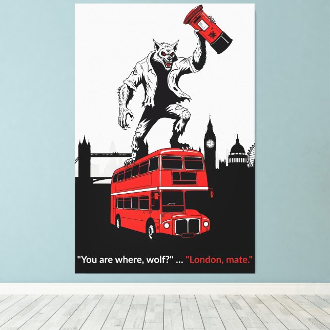 Lienzo Werewolf in London stencil canvas print (Insitu (piso de madera))