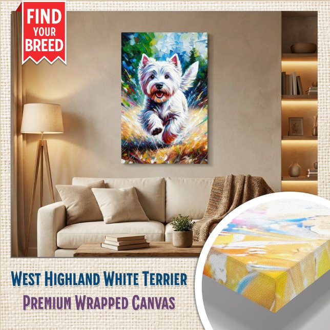 Lienzo West Highland White Terrier "Westie" Dog Portrait (Vibrant Westie Acrylic Canvas – Modern Pet Art)