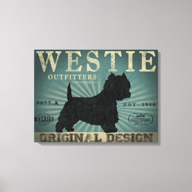 Lienzo Westie Dog Rustic Art Canvas (Anverso)