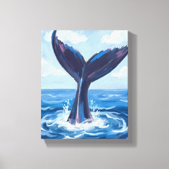 Lienzo Whale Watching | Blue Ocean Watercolor (Anverso)