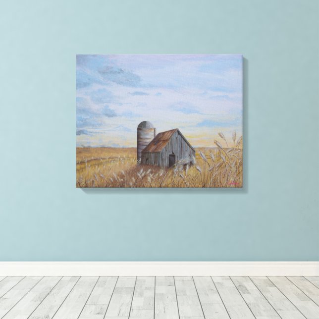 Lienzo Wheat Field and Barn (Insitu (piso de madera))