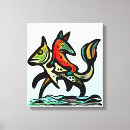 Lienzo When Earth and Water Collide The Fox and The Trout
