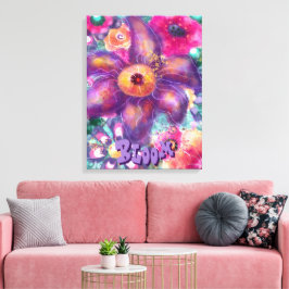 Lienzo Whimsical Floral Abstract Art Teal Personalized