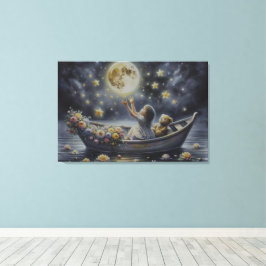 Lienzo Whimsical Girl Moon Dream Fantasy Scene