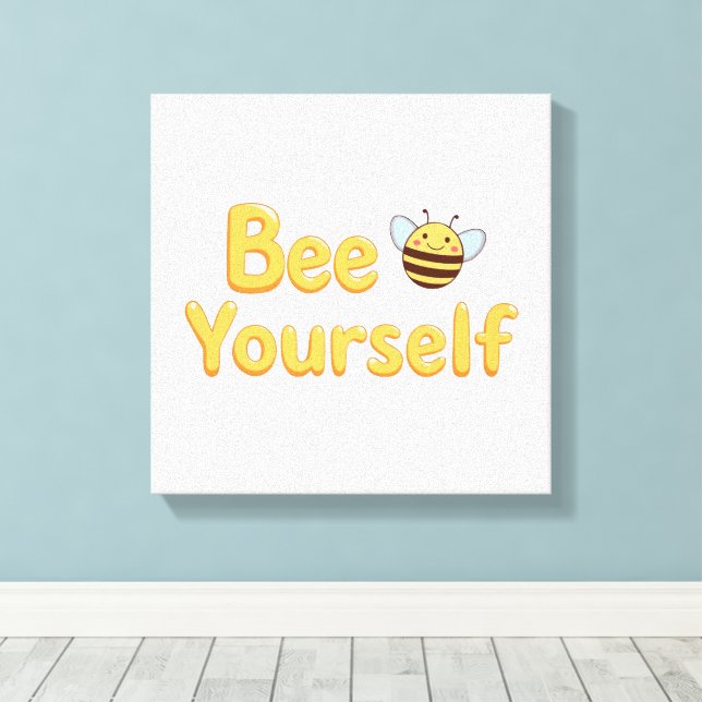 Lienzo Whimsical Yellow Bumblebee and Quote (Insitu (piso de madera))