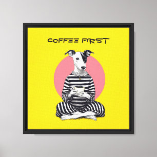 Lienzo Whippet Coffee Time – Perro Antiguo y Excéntrico
