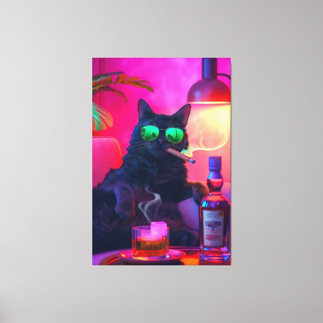 Lienzo Whiskey de la bebida del gato del caballero | Barr (Anverso)