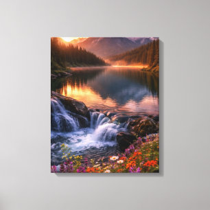 Lienzo Whispering Sunset Over Alpine Mountains Fall Dusk