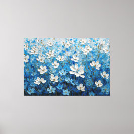 Lienzo White and Blue Floral Textured Painting – Abstract