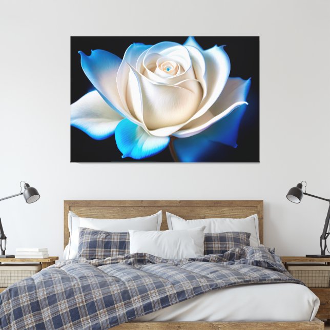 Lienzo White and Blue Rose (Insitu(Dormitorio))