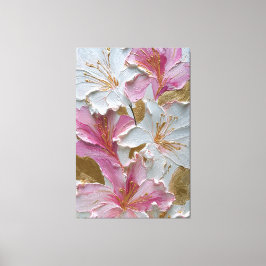 Lienzo White and Pink Floral Texture Abstract Wall Art