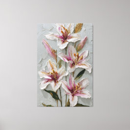 Lienzo White and Pink Lily Texture Abstract Wall Art