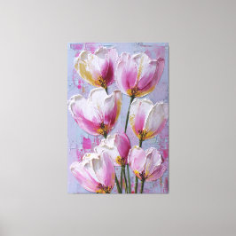 Lienzo White and Pink Tulip Texture Abstract Wall Art