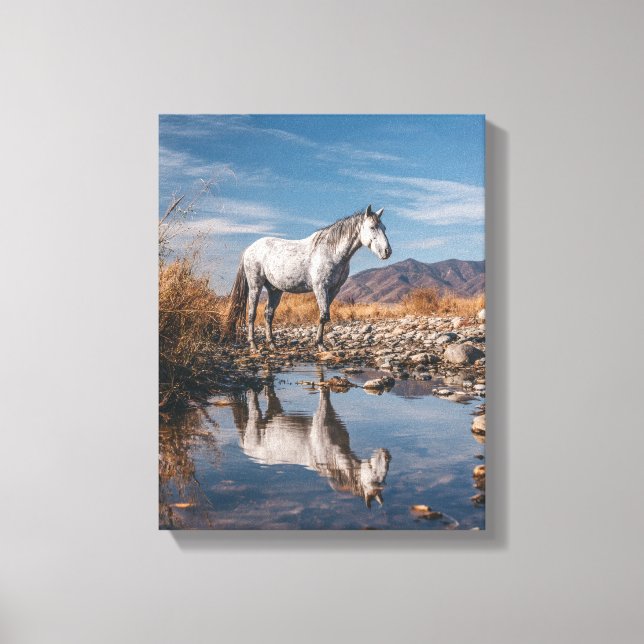 Lienzo White Horse Mountain Reflection River Art (Anverso)