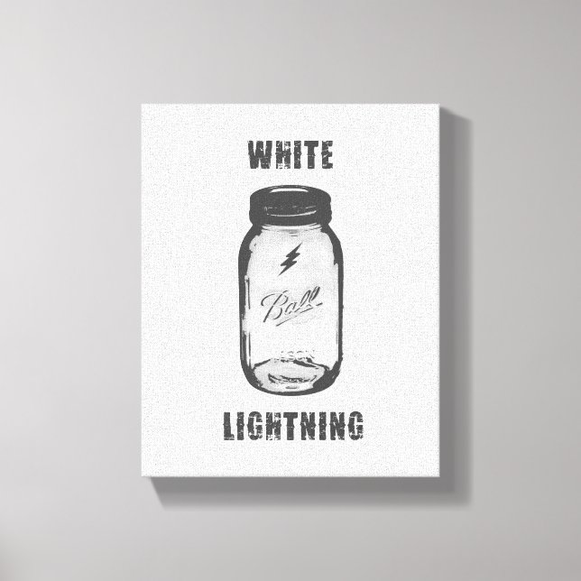 Lienzo "White Lightning" Moonshine Jar Canvas Art (Anverso)