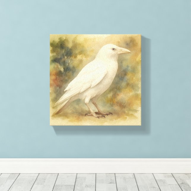 Lienzo White Raven Watercolor (Insitu (piso de madera))