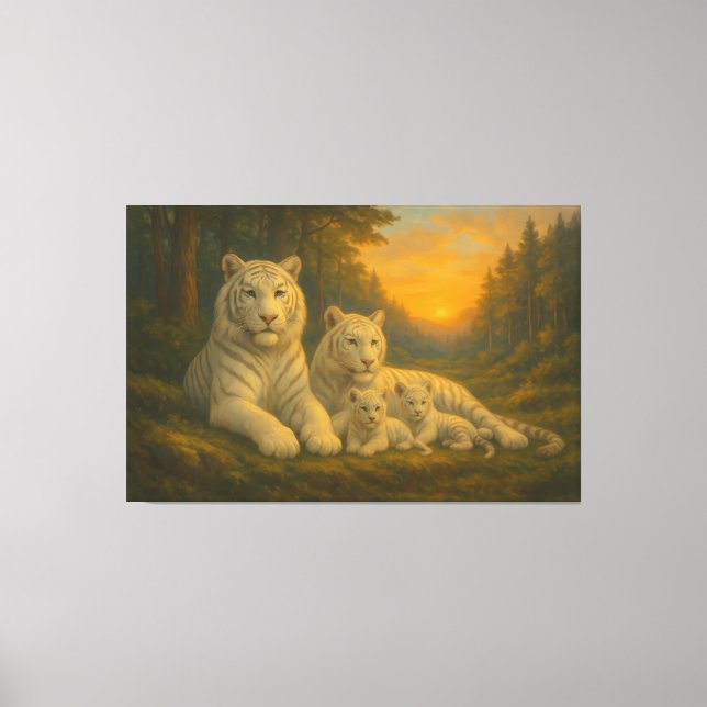 Lienzo White Tiger • Dusk Forest Family | ManJiangHong Fi (Anverso)