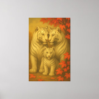 Lienzo White Tiger Family – Autumn Maple Fine Art Wall Ar