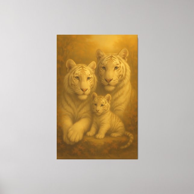 Lienzo White Tiger Family – Fine Art Premium Canvas (Anverso)