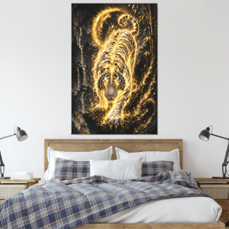 Lienzo White Tiger Golden Aura – Power Guardian Spirit Ti