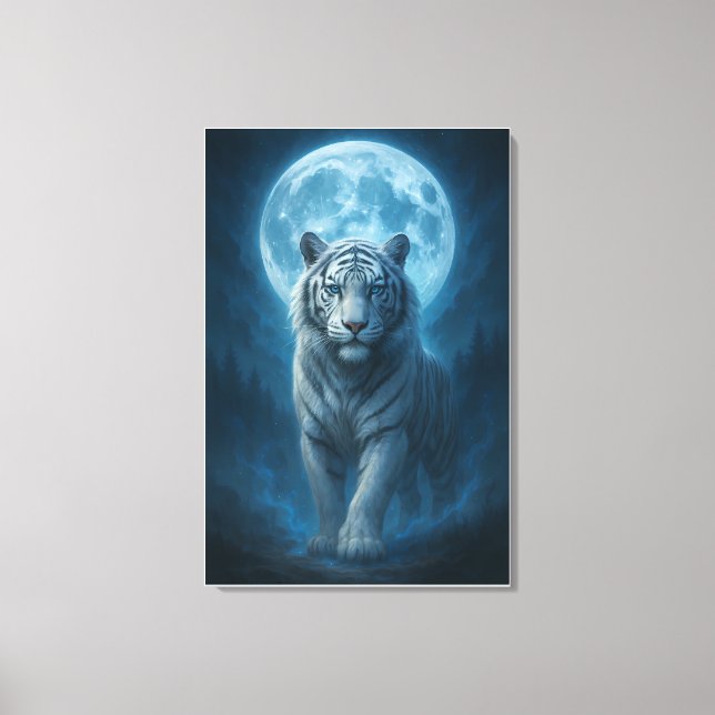 Lienzo White Tiger – Moonlit Mystical Scene | ManJiangHon (Anverso)