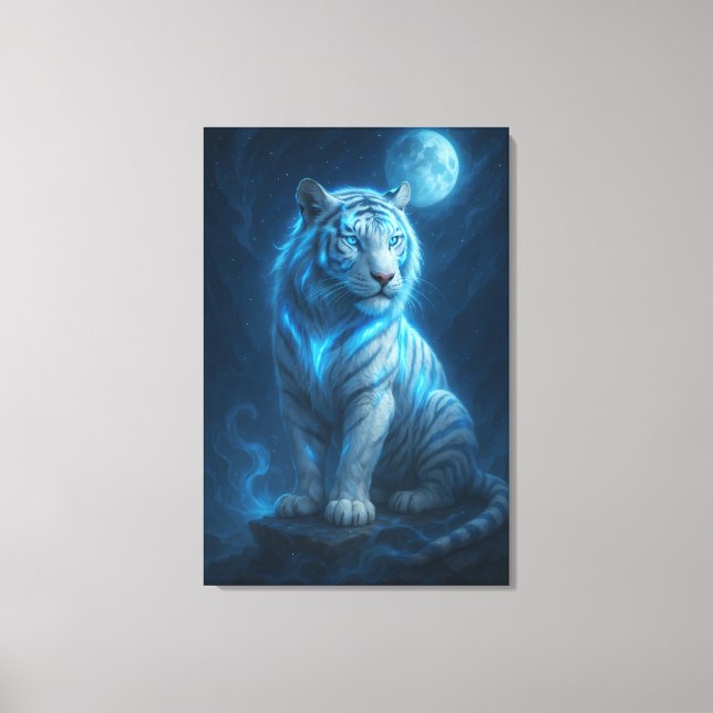 Lienzo White Tiger – Moonlit Mystical Scene | ManJiangHon (Anverso)