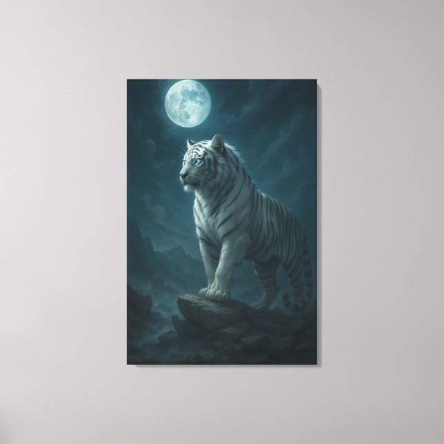 Lienzo White Tiger – Moonlit Mystical Scene | ManJiangHon (Anverso)