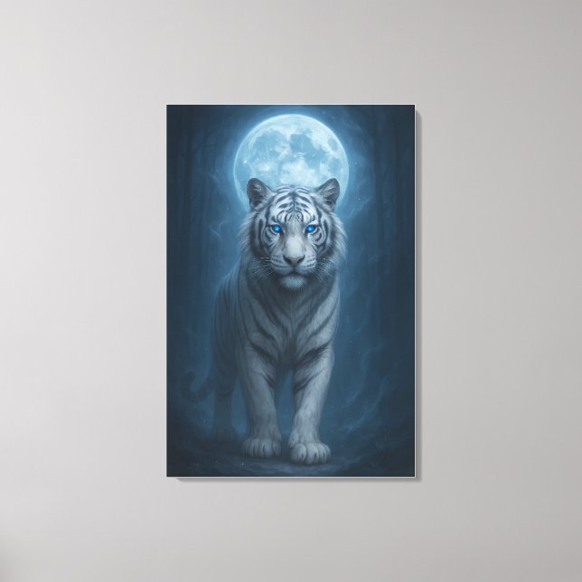 Lienzo White Tiger – Moonlit Mystical Scene | ManJiangHon (Anverso)