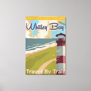 Lienzo Whitley Bay, Poster de Viajes del Vintage del Tyne