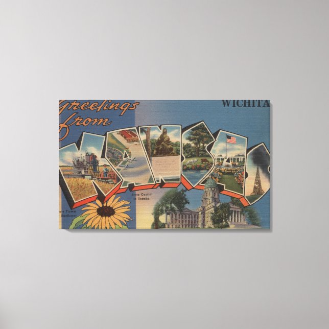 Lienzo Wichita, Kansas - Escenas de letras grandes (Anverso)