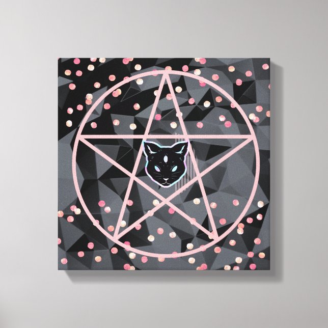 Lienzo WiizyWitch Magic Witch Cosmic Cat Pentacle Magick (Anverso)