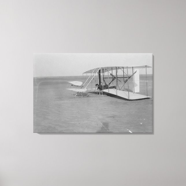 Lienzo Wilbur Wright en un avión dañado después (Anverso)