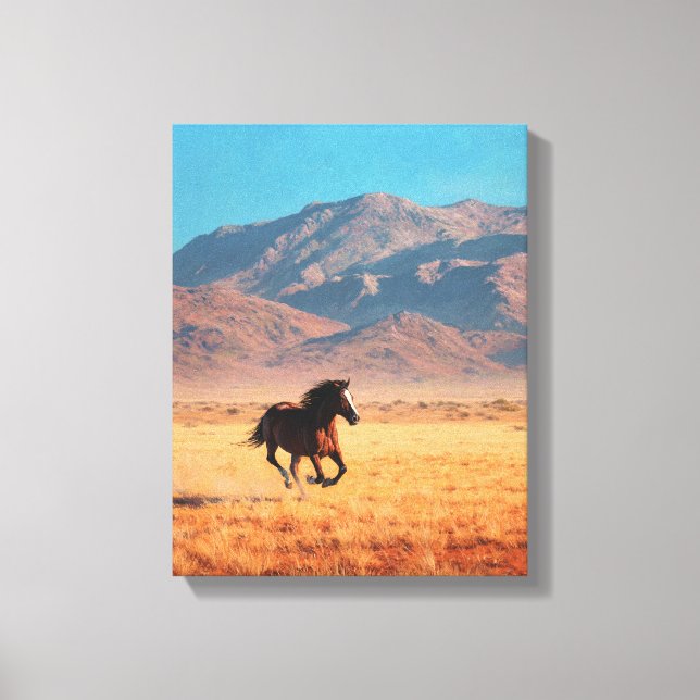 Lienzo Wild Black Horse Bright Desert Art (Anverso)
