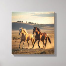 Lienzo Wild Companions at Sunset – Running Horse Wall Art
