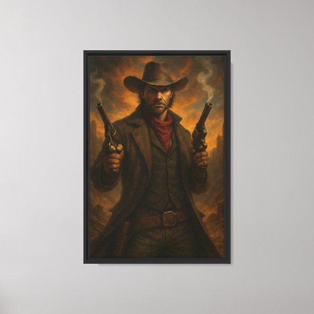 Lienzo Wild West Gunslinger Cowboy (Anverso)