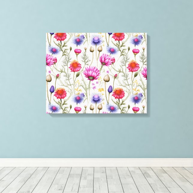 Lienzo Wildflower Mix Premium Wrapped Canvas (Insitu (piso de madera))