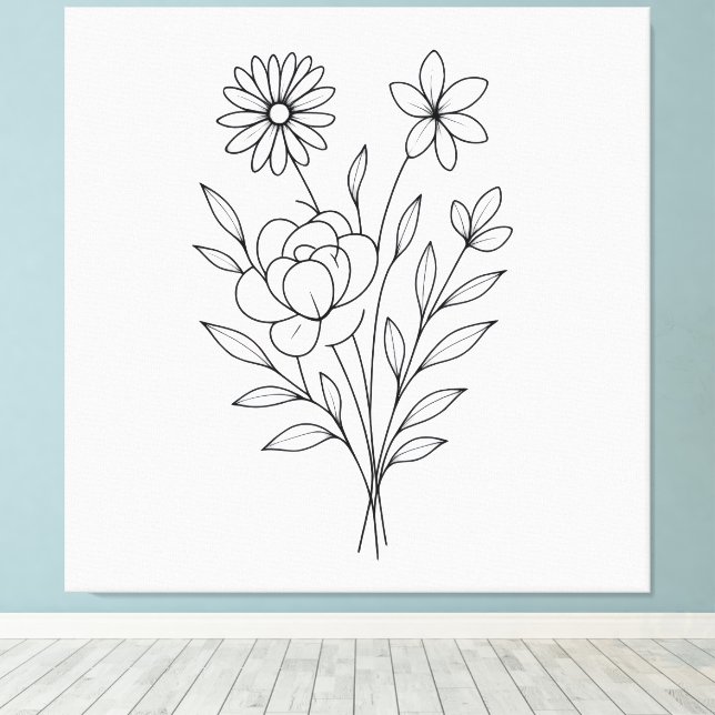 Lienzo Wildflower Whisper” Minimalist Botanical Print (Insitu (piso de madera))