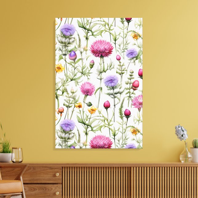 Lienzo Wildflowers Seamless Pattern Premium Wrapped  (Insitu (Sala de estar))