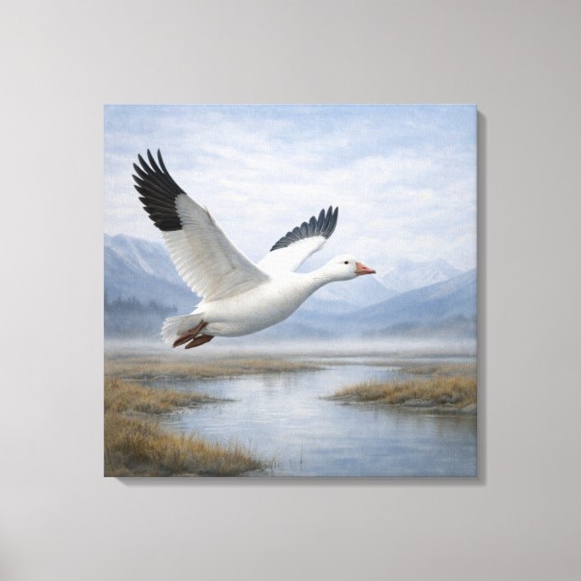 Lienzo Wildlife Snow Goose Flying Tundra Wetlands (Anverso)