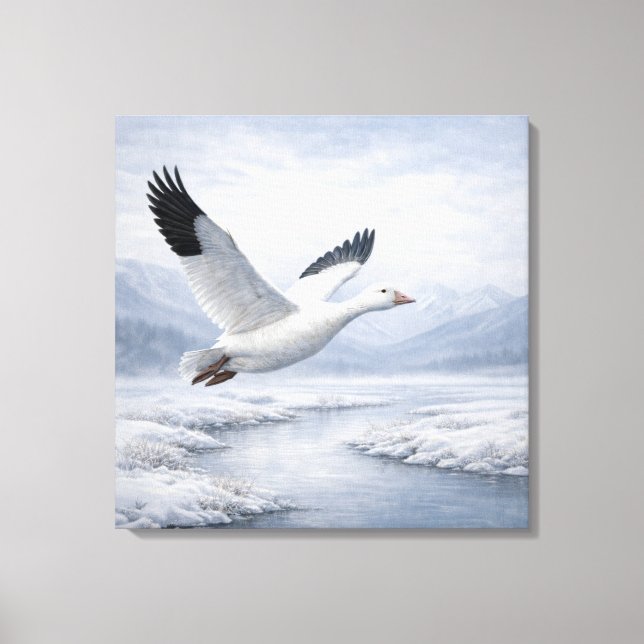 Lienzo Wildlife Snow Goose Flying Winter (Anverso)