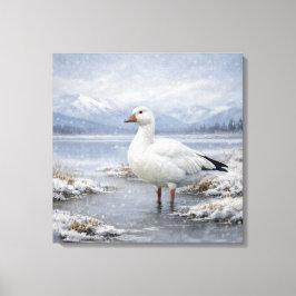 Lienzo Wildlife Snow Goose Winter Snowfall