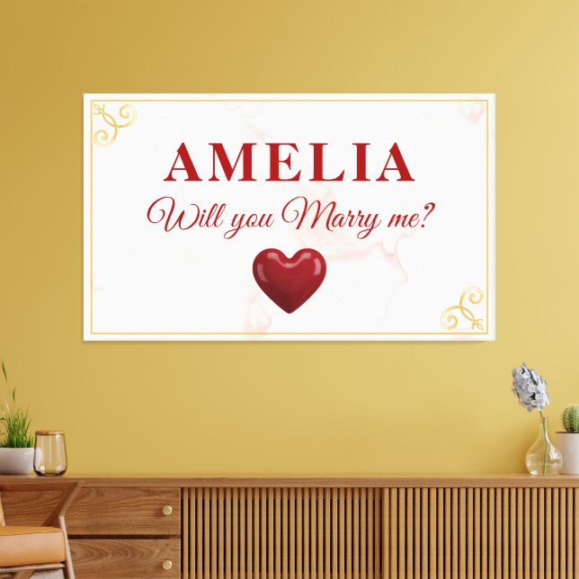 Lienzo Will you marry me Red Heart Romantic Proposal (Insitu (Sala de estar))