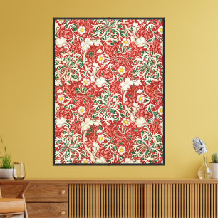 Lienzo William Morris Algas Flor Antigua Rojo Verde