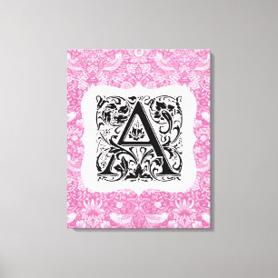 Lienzo William Morris Alphabet Strawberry Thief Pink