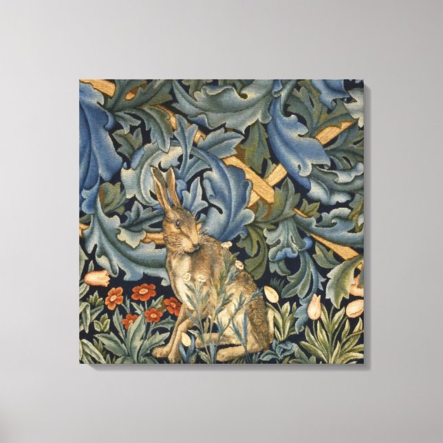 Lienzo William Morris Forest Rabbit Floral Art Nouveau (Anverso)